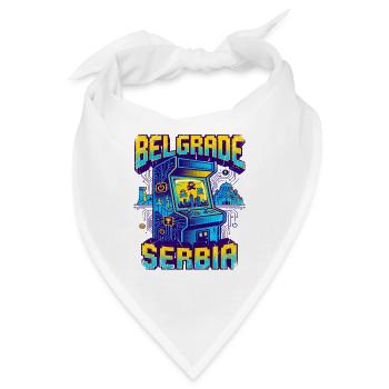 Retro Arcade Gamer Belgrade Serbia Skyline - Bandana - Weiß - Vorne