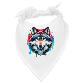Grauwolf Motiv - Bandana - Weiß - Vorne