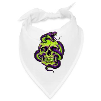 Neon Schädel mit Schlange - Bandana - Weiß - Vorne