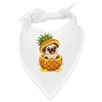 Süßer Mops mit Ananas Cartoon Sommer - Bandana - Weiß - Vorne
