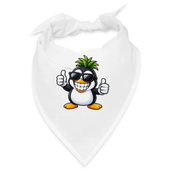 Cooler Pinguin mit Ananas Frisur - Bandana - Weiß - Vorne