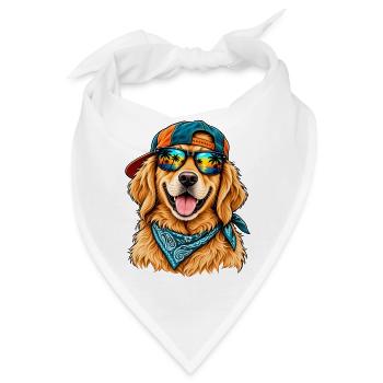 Cooler Golden Retriever – Sommerstrand-Vibes - Bandana - Weiß - Vorne