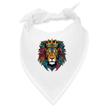  Löwe mit Krone - Bandana - Weiß - Vorne