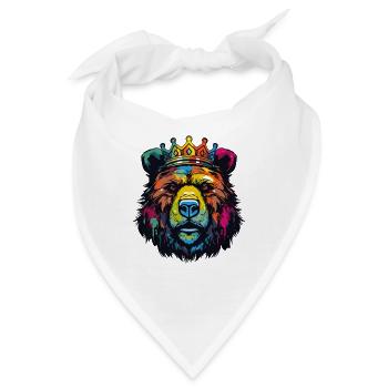 Königsbär Pop Art Portrait - Bandana - Weiß - Vorne