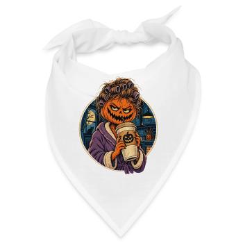 Halloween Momster Kürbiskopf im Morgenmantel mit - Bandana - Weiß - Vorne