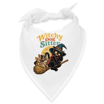 Halloween Hexenkatze Witchy Dog Sitter mit - Bandana - Weiß - Vorne