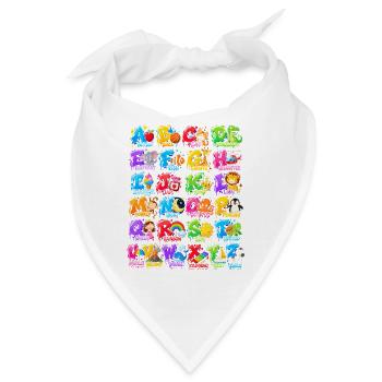 Buntes Tieralphabet für Kinder - Bandana - Weiß - Vorne