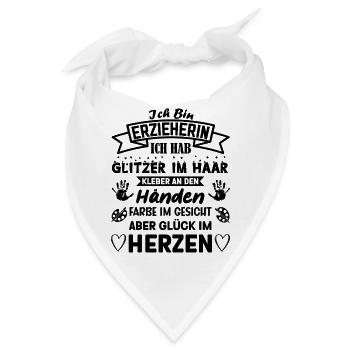 Ich bin Erzieherin ich habe Glitzer im Haar Spruch - Bandana - Weiß - Vorne