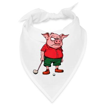 Schwein Golfspieler - Bandana - Weiß - Vorne