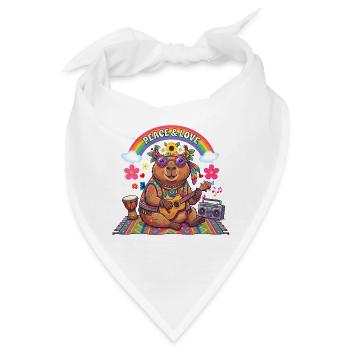 Hippie-Capybara: Frieden und Liebe - Bandana - Weiß - Vorne