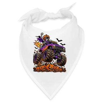 Skelett im Monstertruck: Halloween-Power - Bandana - Weiß - Vorne