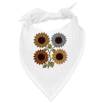 Boho Safari Sunflowers Leopard Zebra Tiger Giraffe - Bandana - Weiß - Vorne