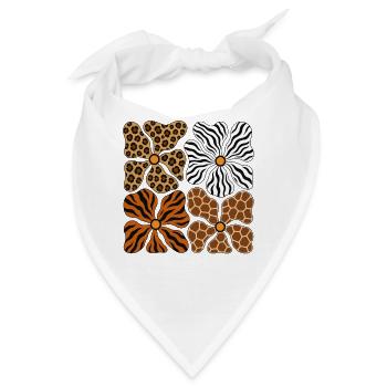 Boho Safari Blumen Leopard Zebra Giraffe Tiger - Bandana - Weiß - Vorne