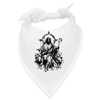 Jesus als Hirte mit Schafherde - Bandana - Weiß - Vorne