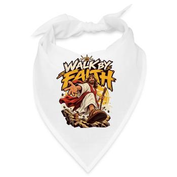 Walk by Faith: Jesus Grafik - Bandana - Weiß - Vorne