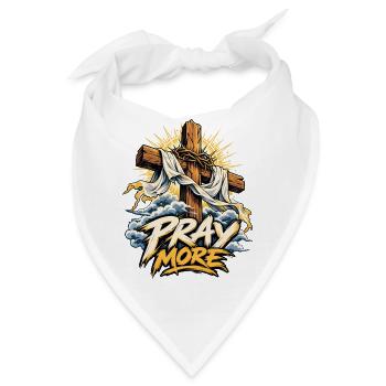 Pray More Kreuz Motiv - Bandana - Weiß - Vorne