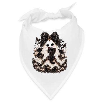 Glamouröse Braut mit schwarzem Kater - Bandana - Weiß - Vorne