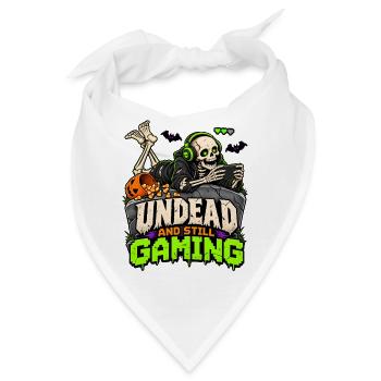 Untot und Gaming: Skeletter mit Headset - Bandana - Weiß - Vorne
