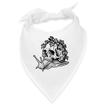 Gotischer Schädel mit Schnecke und Efeu – Natur Maca - Bandana - Weiß - Vorne