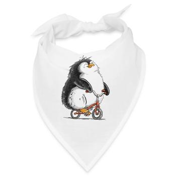 Pinguin Fahrrad Radfahrer Radsport Tierhumor - Bandana - Weiß - Vorne