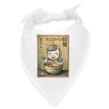 Kawaii Einhorn Ramen Nudeln Japan Retro - Bandana - Weiß - Vorne