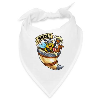 Skol Biene im Wikingerhorn - Bandana - Weiß - Vorne
