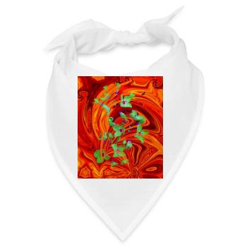 grüne Neonfeuerblume - Bandana - Weiß - Vorne