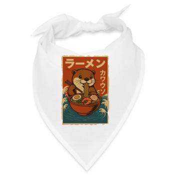 Kawaii Otter Ramen Nudeln Japan Retro - Bandana - Weiß - Vorne