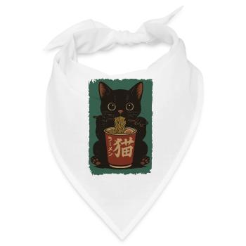 Schwarze Katze Cup Noodles Ramen Retro - Bandana - Weiß - Vorne