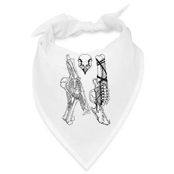 Skelette und Vogelschädel – Gotische Anatomie - Bandana - Weiß - Vorne