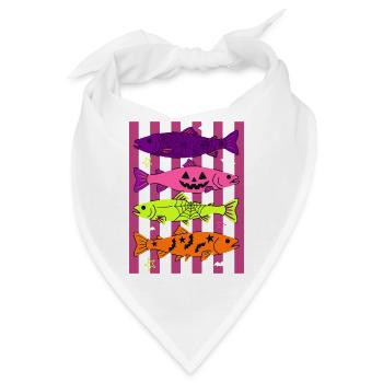 Spooky Halloween Fish Pattern Design - Bandana - Weiß - Vorne