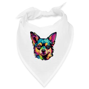 Pop-Art Hundegesicht - Bandana - Weiß - Vorne