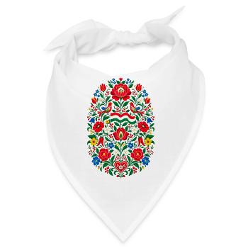Ungarn | Volkskunst & Blumenornamente - Bandana - Weiß - Vorne
