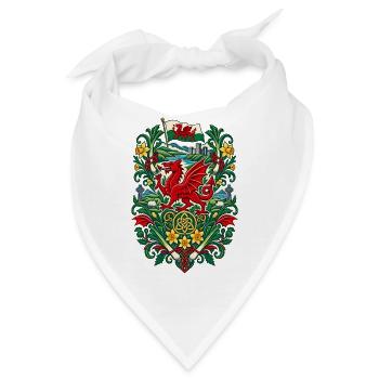 Wales | Drache, Lauch & Narzissen - Bandana - Weiß - Vorne