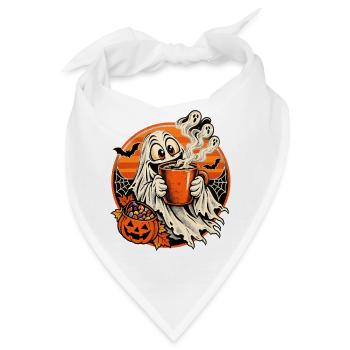 Geist mit Kürbiskaffee - Bandana - Weiß - Vorne