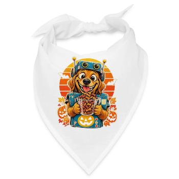 Halloween Hund Leckerli Automat Kostüm Retro Sonne - Bandana - Weiß - Vorne