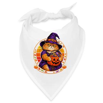 Halloween Katze Hexenkostüm Retro Sonne Cat Mom - Bandana - Weiß - Vorne