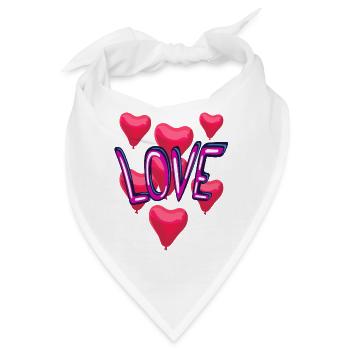 Neon Herz Love Schrift Ballons - Bandana - Weiß - Vorne