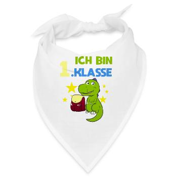 Ich Bin 1.Klasse Dino Erste Klasse 1. Schultag - Bandana - Weiß - Vorne