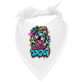 Leben Besser Mit Hund Graffiti - Bandana - Weiß - Vorne