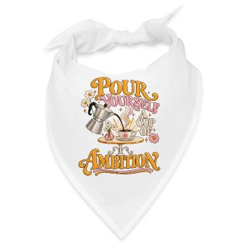 Kaffee und Ehrgeiz – Retro-Motivation, Blumen - Bandana - Weiß - Vorne