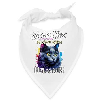 Russisch Blaukatze Mädchen - Bandana - Weiß - Vorne