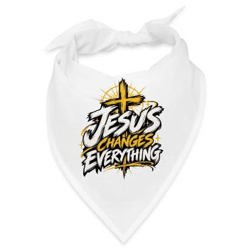 Jesus verändert alles – Dynamischer Schriftzug - Bandana - Weiß - Vorne