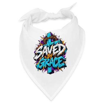 SAVED BY GRACE Graffiti Cross - Bandana - Weiß - Vorne