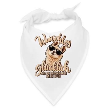 Wunschlos glücklich – Lustiger Lama Spruch - Bandana - Weiß - Vorne