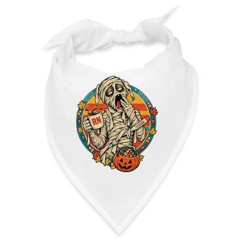 Mumie mit Kürbisbeute Halloween - Bandana - Weiß - Vorne
