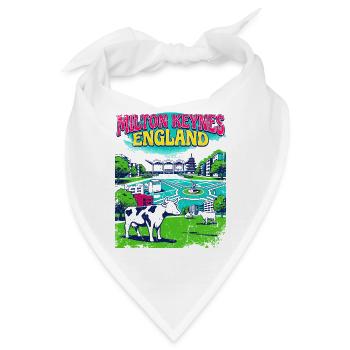 Retro Milton Keynes England Skyline Landmark Art - Bandana - Weiß - Vorne