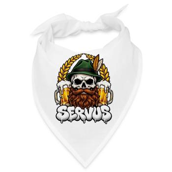 Servus Totenkopf mit Bier und Bart - Bandana - Weiß - Vorne