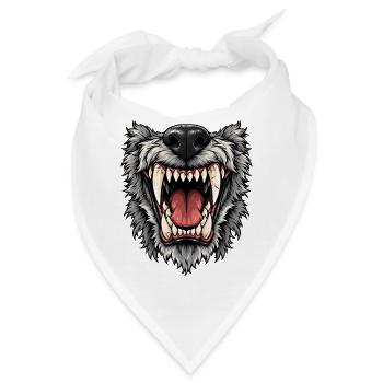 Wolfsmaul Gebrüll Motiv - Bandana - Weiß - Vorne