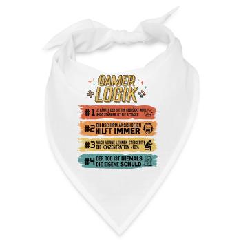 Gamer Logik Lustige Zocker Sprüche Retro - Bandana - Weiß - Vorne